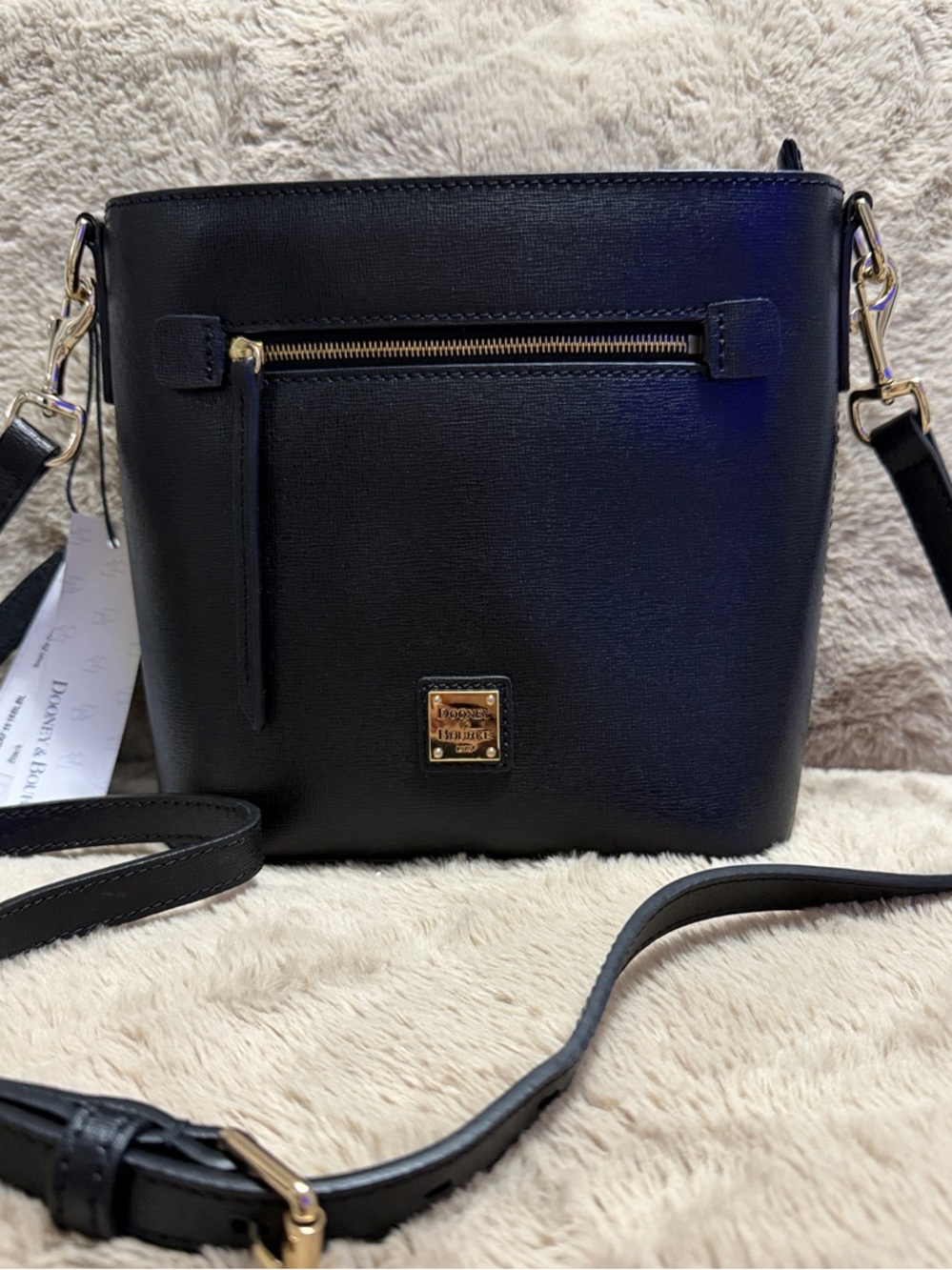 Dooney & Bourke Black Pebbled Leather Crossbody with Gold Hardware